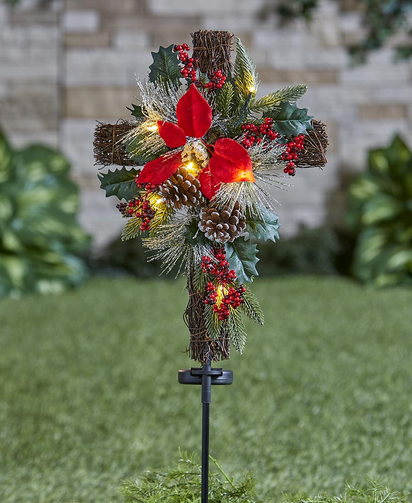Solar Christmas Cross Stake