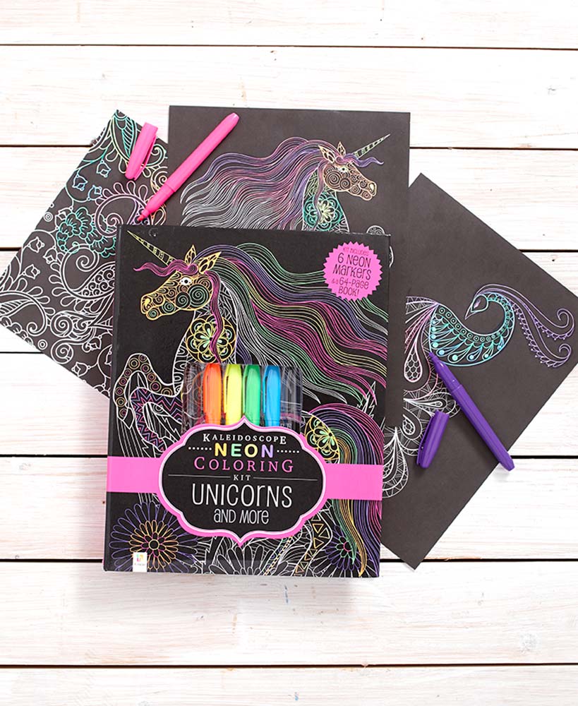 Neon Unicorn Coloring Book With Markers