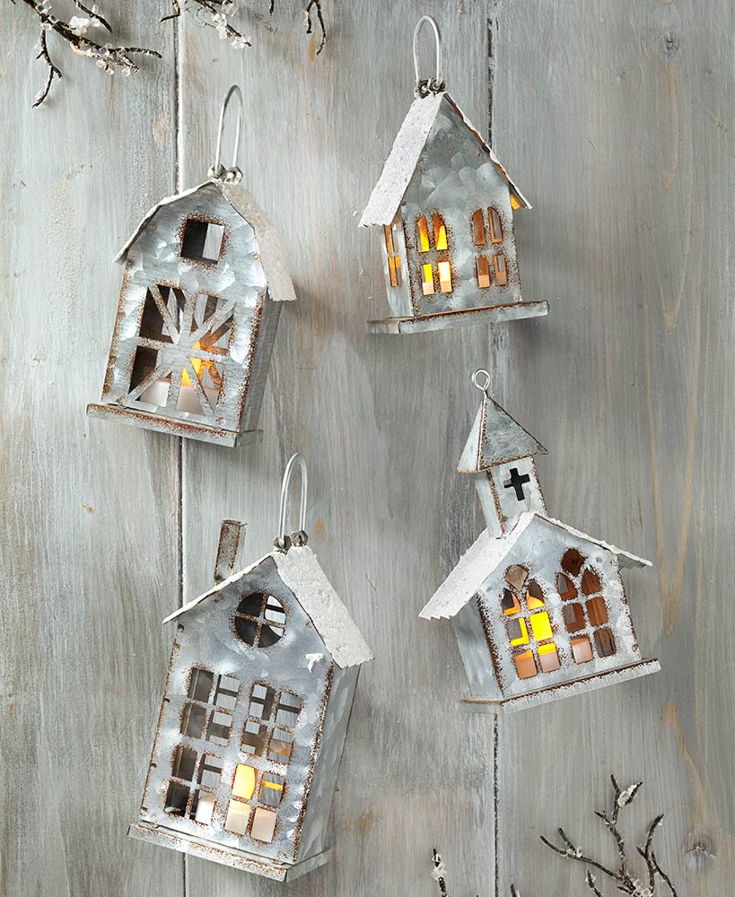LED Galvanized House Ornaments