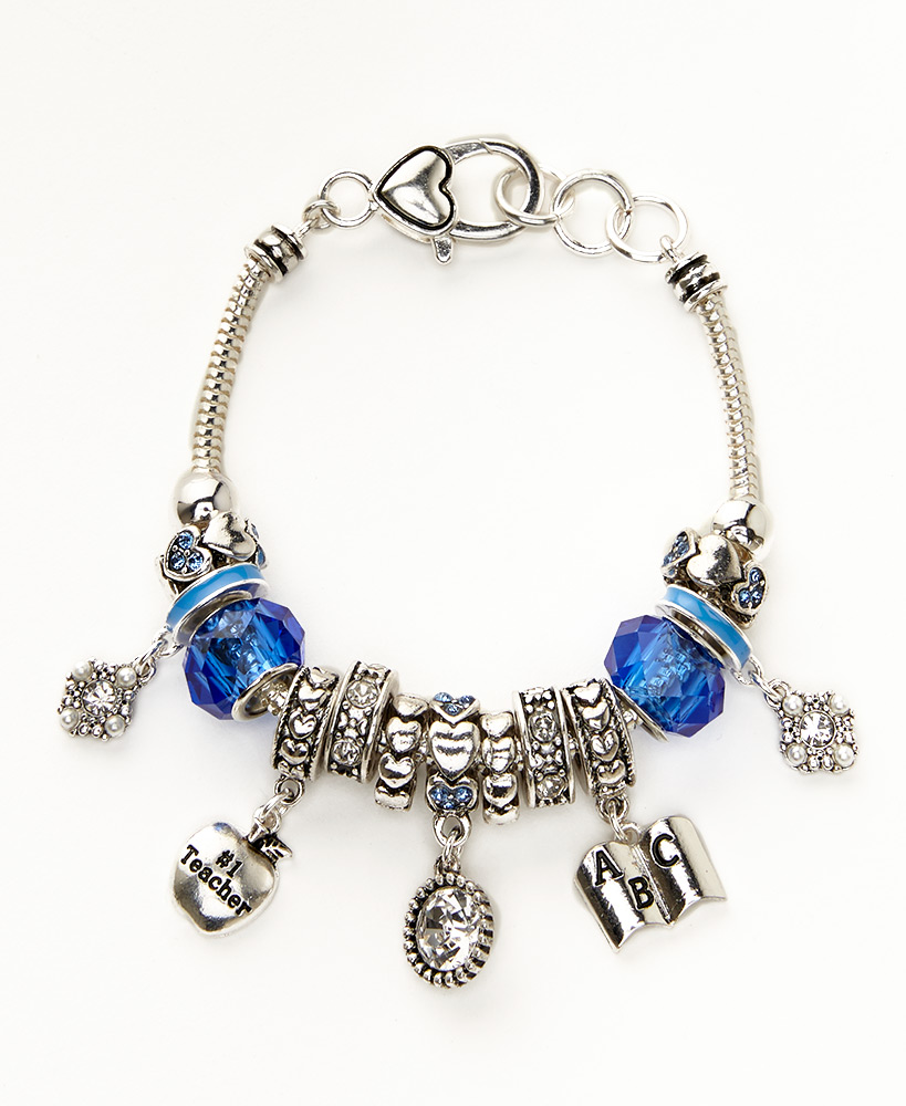 Teacher Beaded Charm Bracelet