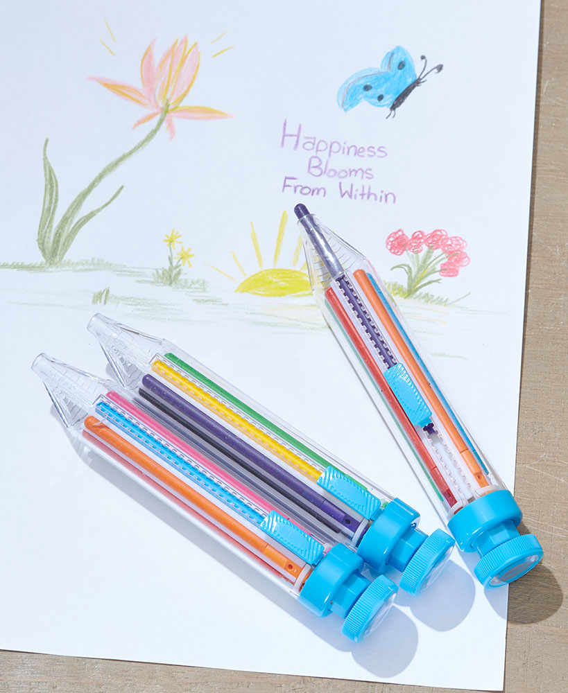Set Of 3 Retractable Color Crayon Pens
