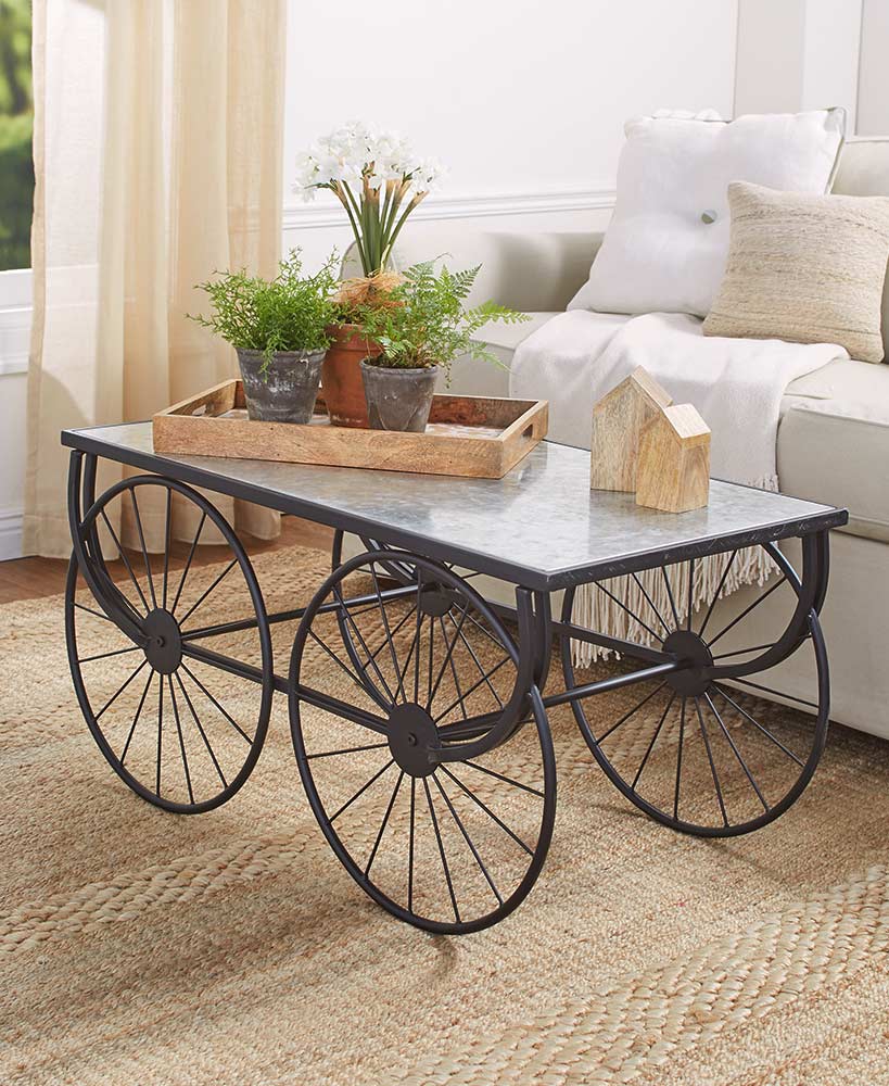Galvanized Wagon Wheel Coffee Table