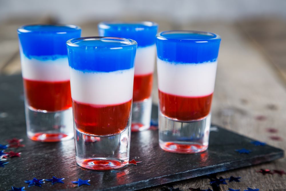 Drink Recipes For 4th of July - Patriotic Flag Jello Shots