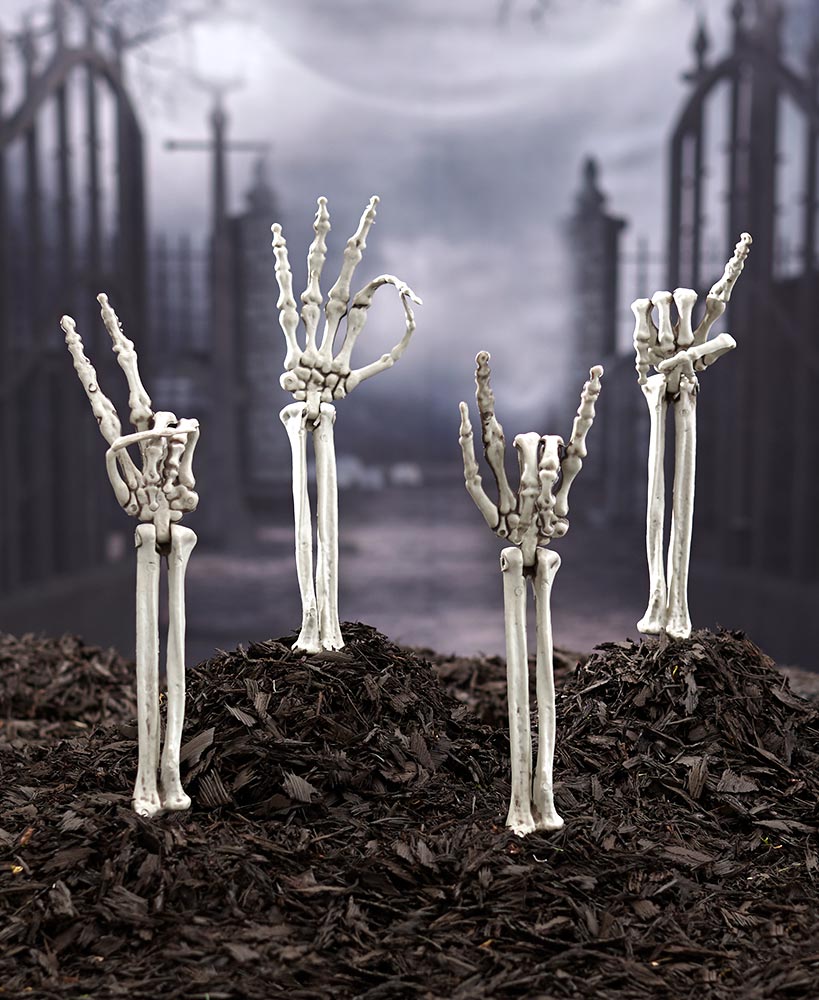 Scary Halloween Decorations - Skeleton Hand Symbol Arm Stakes