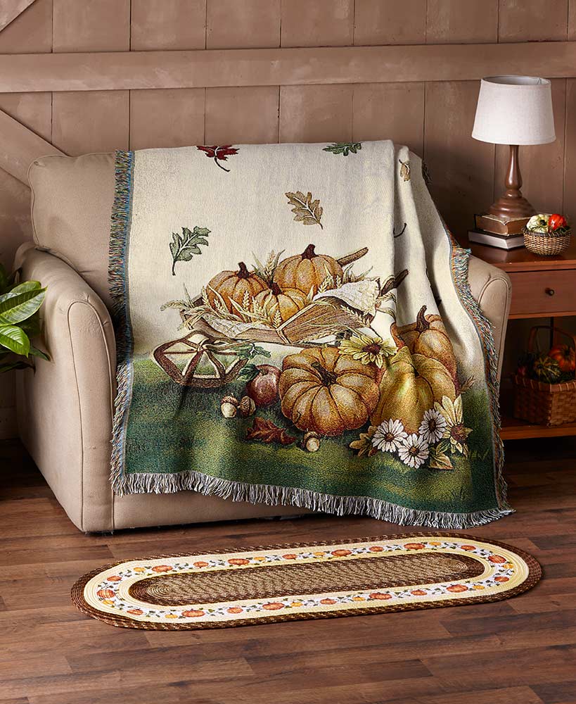Fall Bed And Bath Decorations - Harvest Home Tapestry Throw