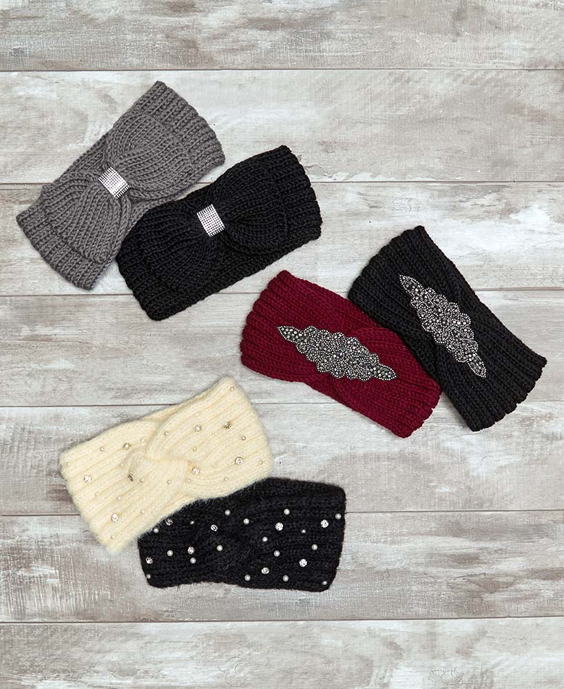 Sets of 2 Bling-Embellished Head Warmers