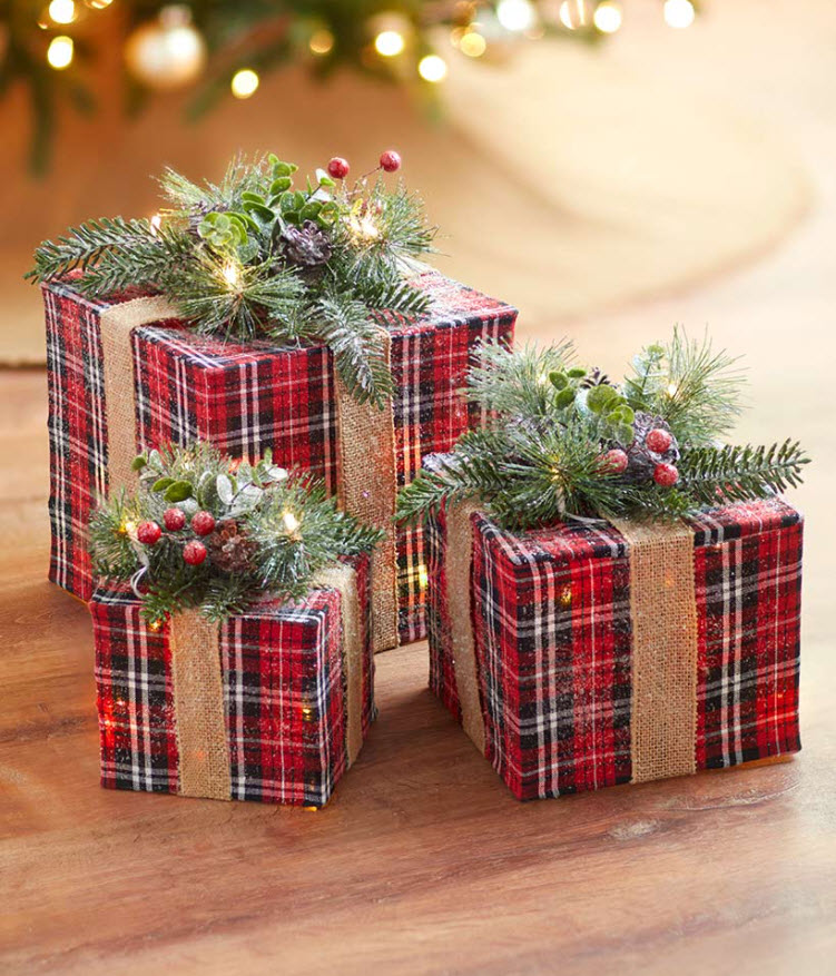 Sets of 3 Lighted Gift Boxes